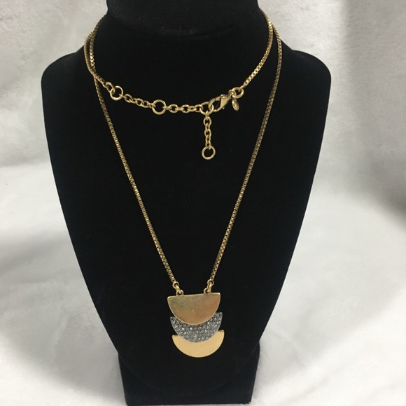 J Crew gold with crystal pendant necklace - Picture 4 of 4